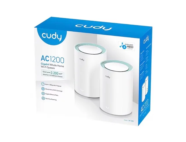Gigabit MESH 2.4GHz/5Ghz AC1200 Mesh Wi-Fi System M1300 2 PCS CUDY 2