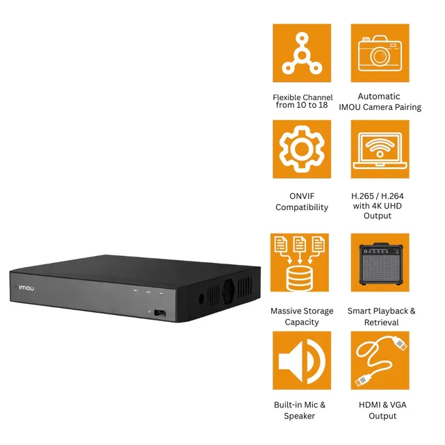 Înregistrator IP IMOU NVR-N110-8A0E-P, 10 canale UHD 4K 2