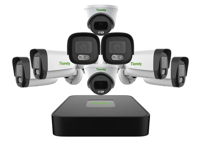 Set 8 camere Tiandy 4MP: 6 Bullet, 2 Dome și NVR