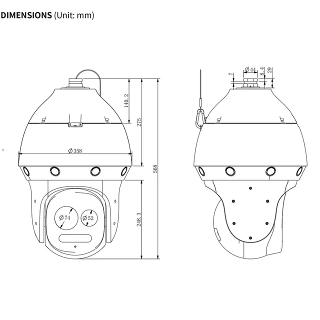 Camera IP Speed Dome Tiandy, 8MP 44xZoom TC-H388M 3